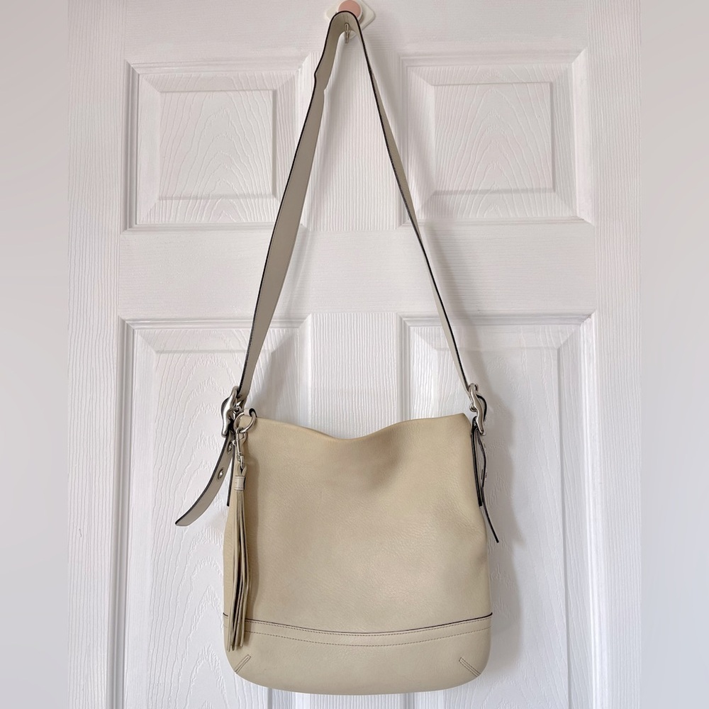 Coach Cream Leather Hobo Crossbody Bag